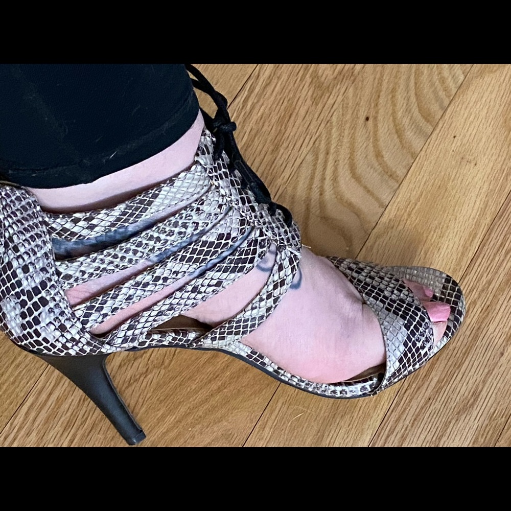 NWOT Laced Snake Heels